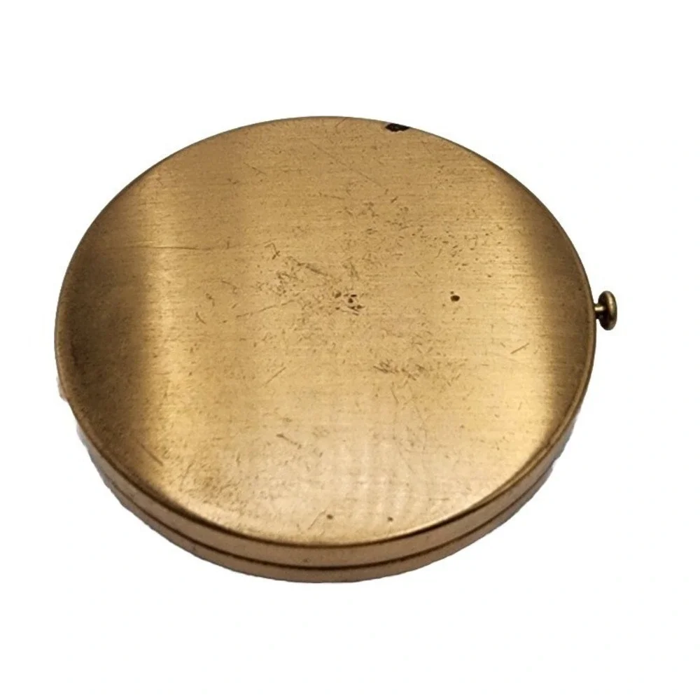 Vintage Compacts By Ritz Gold Tone Quilted Detail Circular Pressed Powder Tin